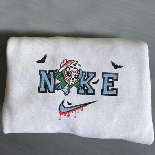 Halloween Nike Stitch Jason Voorhees Embroidered Sweatshirt - TerraBell Designs