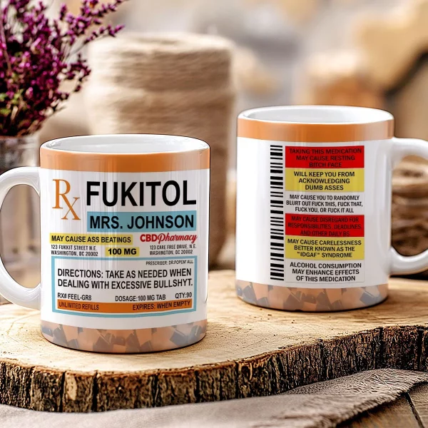 Fukitol Rx Prescription For Recharging Your Mind And Soul - Personalized Custom Mug For Friend, Sisters, Family Members, Coworkers - Image 2