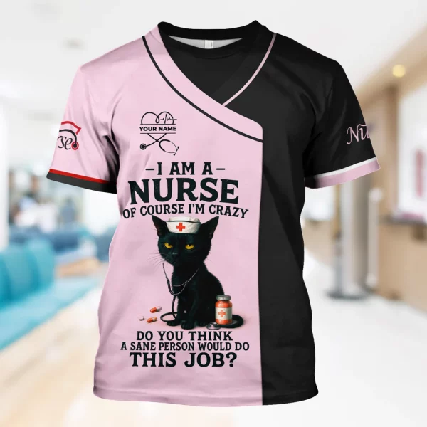 Funny Nurse Scrub Shirt with Black Cat Quote Design - Multiple Color Options Available - Gift for RN CNA LPN Healthcare Workers - Image 8