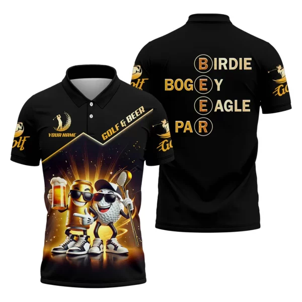 Golf And Beer Custom Men's Golf Polo Shirt, Funny Golf Apparel, Fun Golf Shirts For Men - Image 3