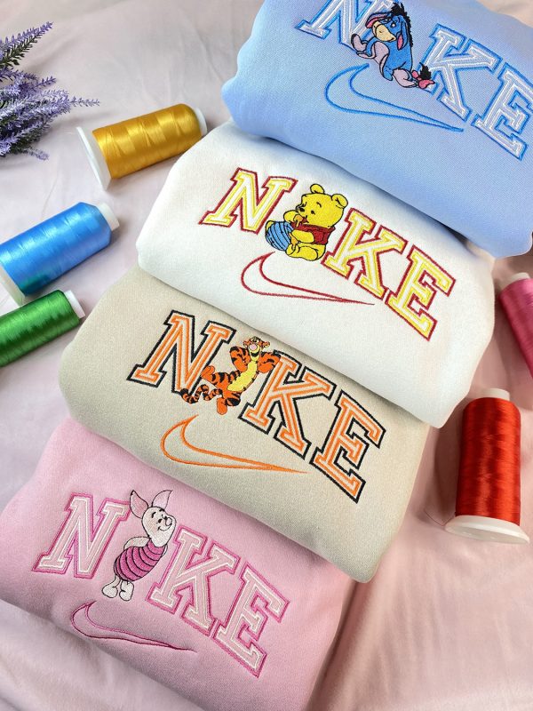Winnie The Pooh Disney Nike Embroidered Sweatshirt, Nike Embroidery Matching Couple