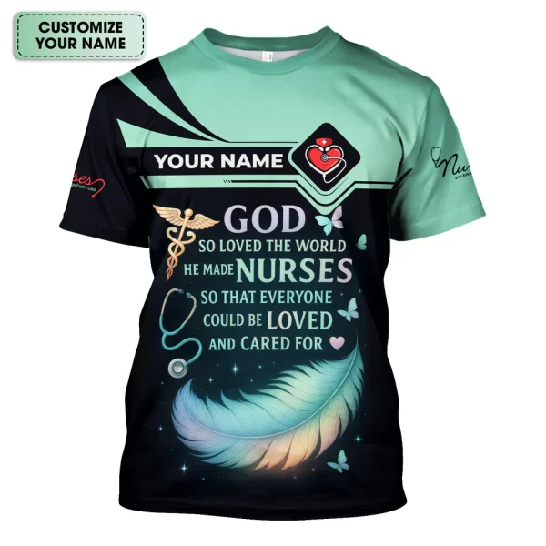 Personalized Nurse Shirt - God Loved The World He Made Nurses - Inspirational Nurse T-shirt for RN, CNA, LPN Healthcare Workers - Image 4