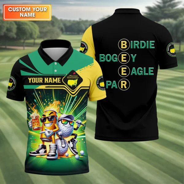 Par Eagle Birdie Bogey Golf & Beer Custom Men's Golf Polo Shirt, Master Tournament Shirt, Funny Golf Polos