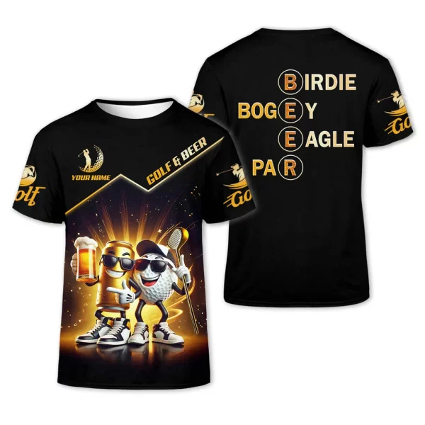 Golf And Beer Custom Men's Golf Polo Shirt, Funny Golf Apparel, Fun Golf Shirts For Men - Image 2