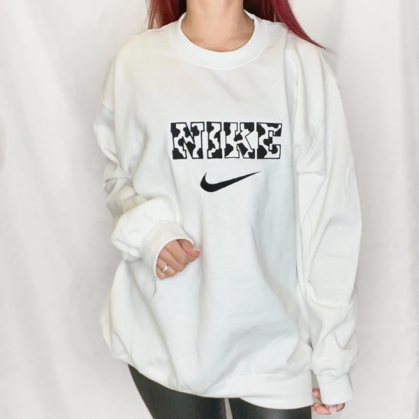 Cartoon Black Cow Nike Embroidered Sweatshirt - TerraBell Designs - Image 2
