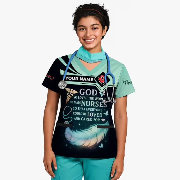 Personalized Nurse Shirt - God Loved The World He Made Nurses - Inspirational Nurse T-shirt for RN, CNA, LPN Healthcare Workers - Image 2