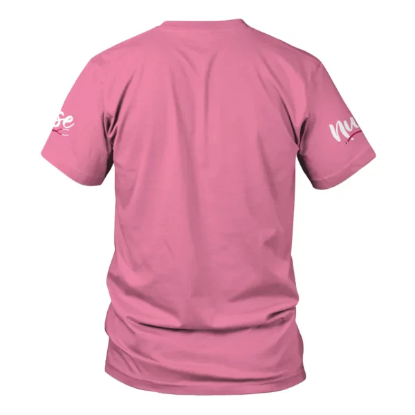 Personalized Nurse Shirt for Women - Pink Stethoscope Gift for RN CNA LPN - Custom Name Medical Uniform Tee - Image 4
