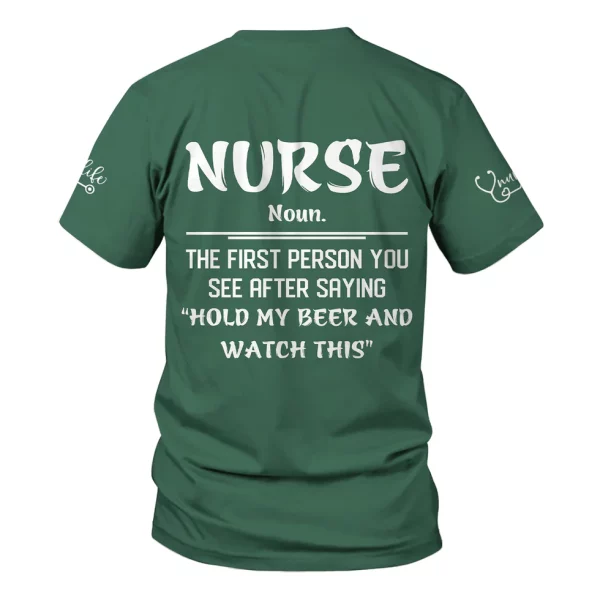 Funny Skeleton Nurse Shirt for Women - Custom Name Beer Joke Medical Uniform - Hilarious Gift for RN CNA LPN - Image 4