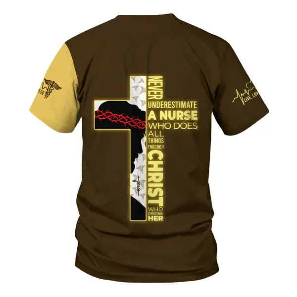 Christian Nurse Shirt for Women RN LPN CNA - Personalized Prayer Design with Dove and DNA Cross - Faith-Based Gift for Healthcare Workers Who Trust in Christ - Image 5