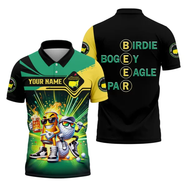 Par Eagle Birdie Bogey Golf & Beer Custom Men's Golf Polo Shirt, Master Tournament Shirt, Funny Golf Polos - Image 3
