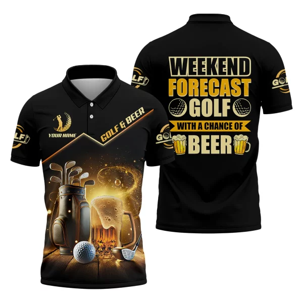 Golf And Beer Custom Men's Golf Polo Shirt, Beer Golf Shirt, Gift For Golfers