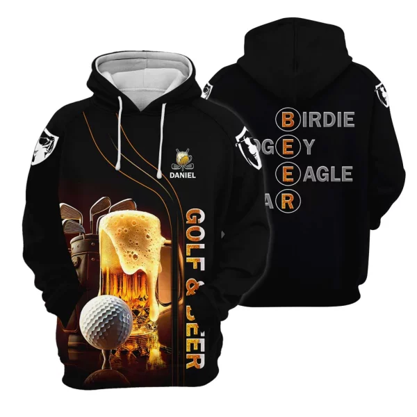 Golf And Beer Custom Men's Funny Graphic Golf Hoodie