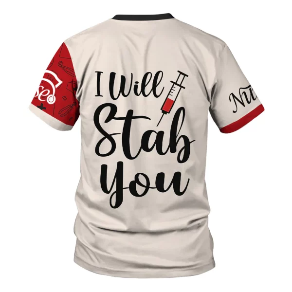 Funny Personalized Nurse Shirt - Pill Cartoon with Syringe - Custom Gift for RN CNA LPN or Nursing Student - Image 5