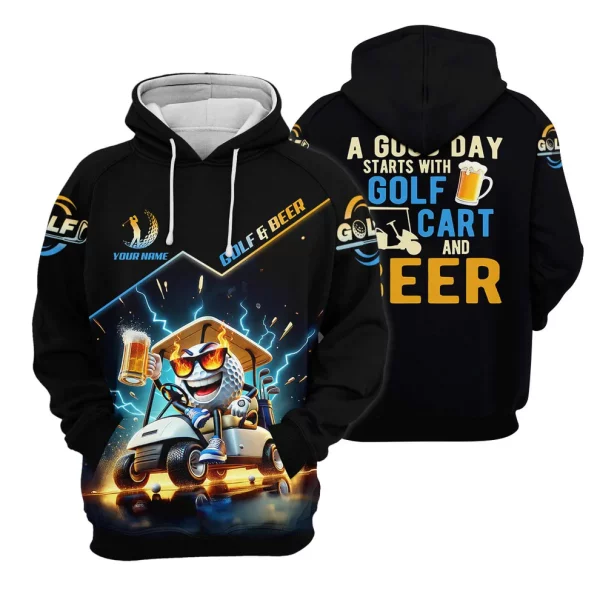 A Good Day Starts With Golf Cart & Beer Custom Golf Polo Shirt, Funny Golf Shirt, Golf Gift For Men - Image 5