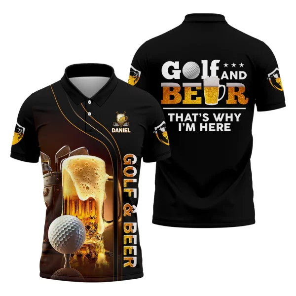 Golf And Beer That's Why I'm Here Custom Men's Golf Polo Shirt, Funny Golf Shirt, Gift For Golfers - Image 3