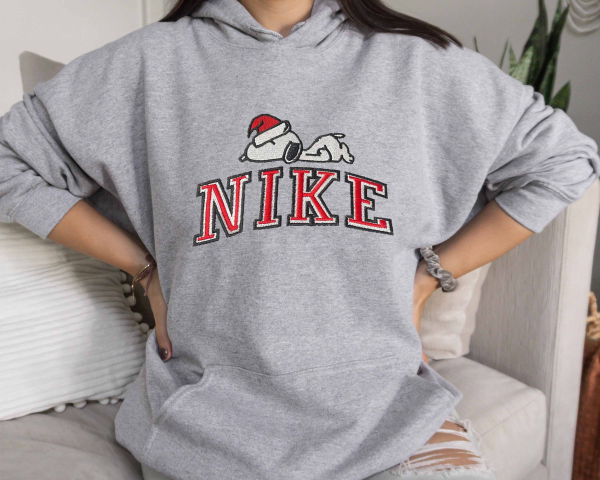 Nike X Snoopy Christmas Vintage Cartoon Crewneck Embroidered Sweatshirt - TerraBell Designs - Image 2
