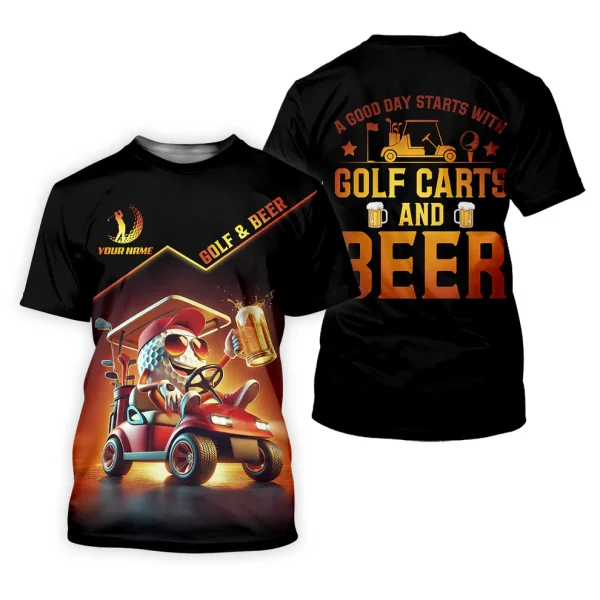 A Good Day Starts With Golf Carts And Beer Funny Golf Polo Shirt, Father's Day Gifts - Image 2