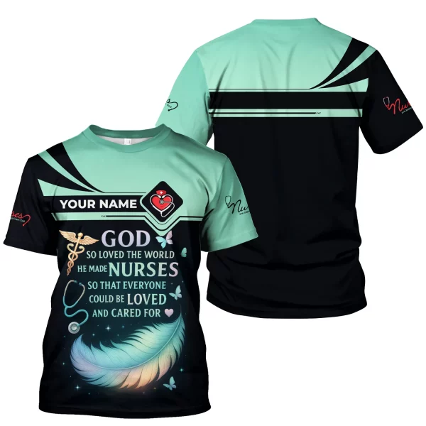 Personalized Nurse Shirt - God Loved The World He Made Nurses - Inspirational Nurse T-shirt for RN, CNA, LPN Healthcare Workers - Image 3