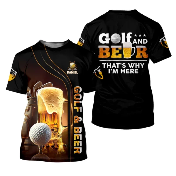 Golf And Beer That's Why I'm Here Custom Men's Golf Polo Shirt, Funny Golf Shirt, Gift For Golfers - Image 2