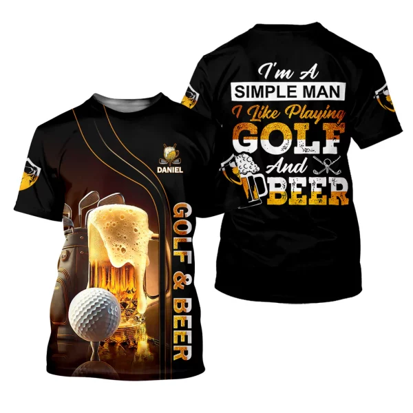 I'm A Simple Man I Like Playing Golf & Beer Custom Funny Golf Polo Shirt, Dad Golf Gifts - Image 2
