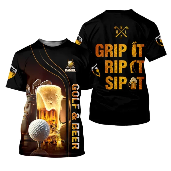 Grip It Rip It Sip It Custom Funny Golf Polo Shirt, Dad Golf Gifts - Image 4