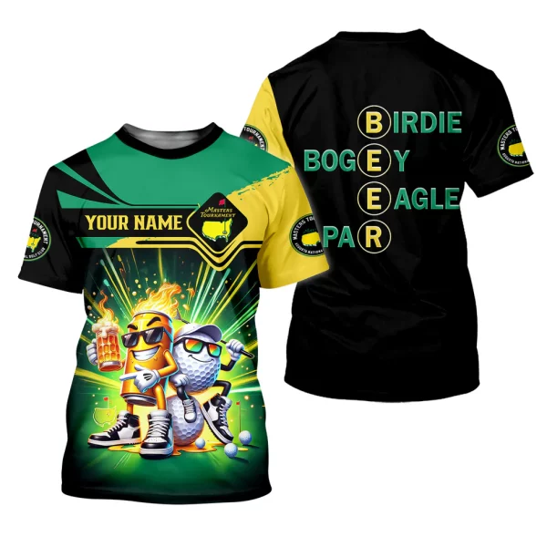 Par Eagle Birdie Bogey Golf & Beer Custom Men's Golf Polo Shirt, Master Tournament Shirt, Funny Golf Polos - Image 2
