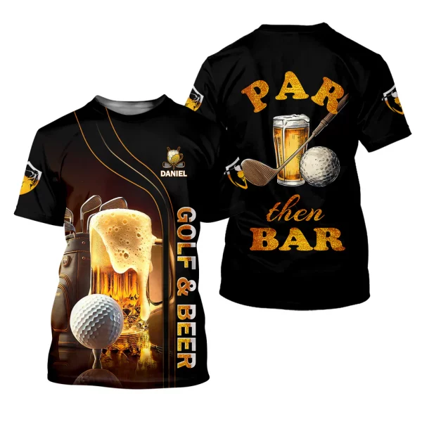 Par Then Bar Golf And Beer Custom Funny Golf Polo Shirt, Dad Golf Gifts - Image 2