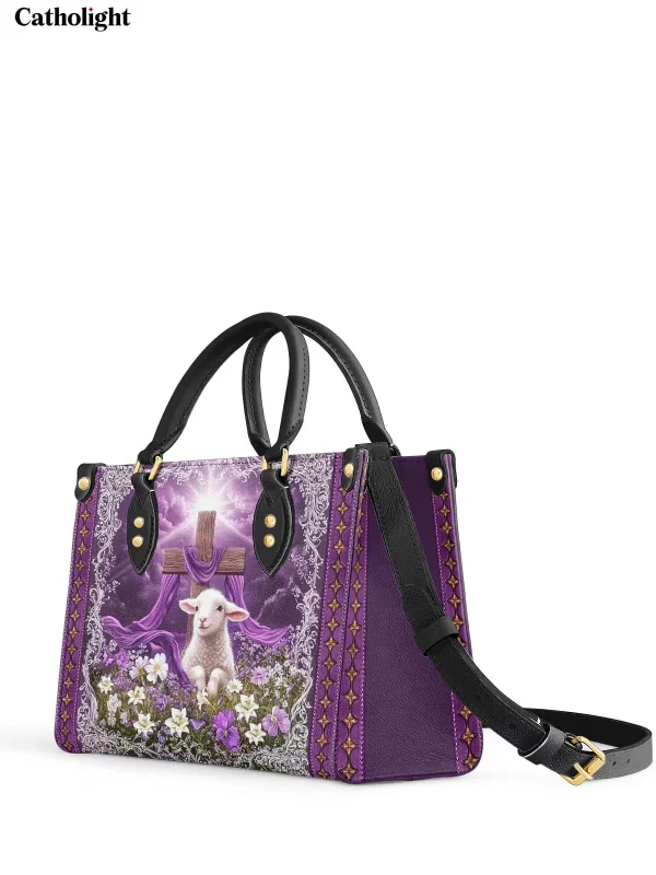 Lamb of God Cross Leather Handbag - Spiritual Art for Believers - Image 2