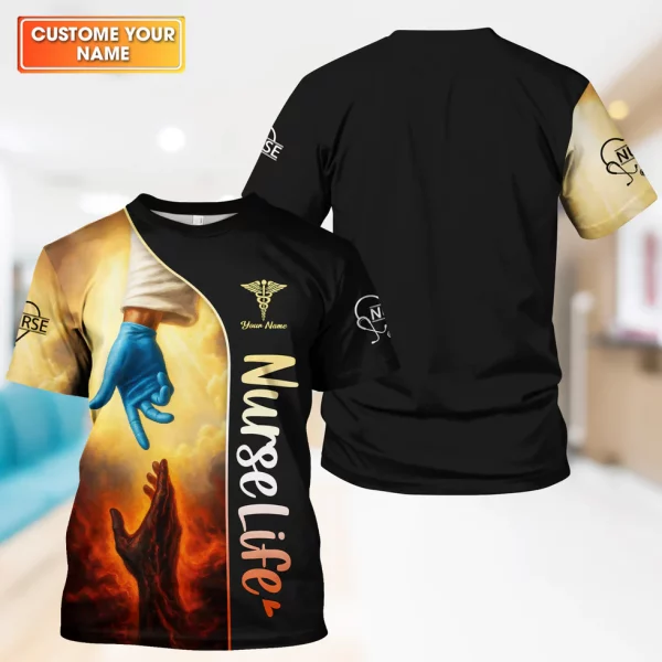 Personalized Nurse Life Shirt for RN LPN CNA Women - God’s Hand from Heaven Design - Inspirational Christian Gift for Faithful Healthcare Workers
