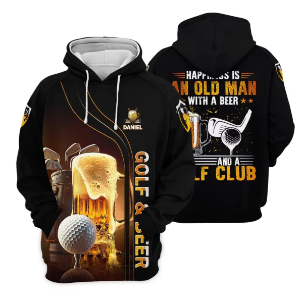 Happiness Is An Old Man With A Beer And A Golf Club Custom Funny Golf Polo Shirt, Dad Golf Gifts - Image 5