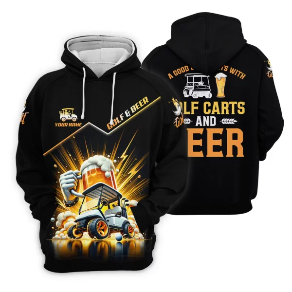 A Good Day Starts With Golf Carts And Beer Custom Men's Golf Polo Shirt, Dad Golf Gift - Image 4