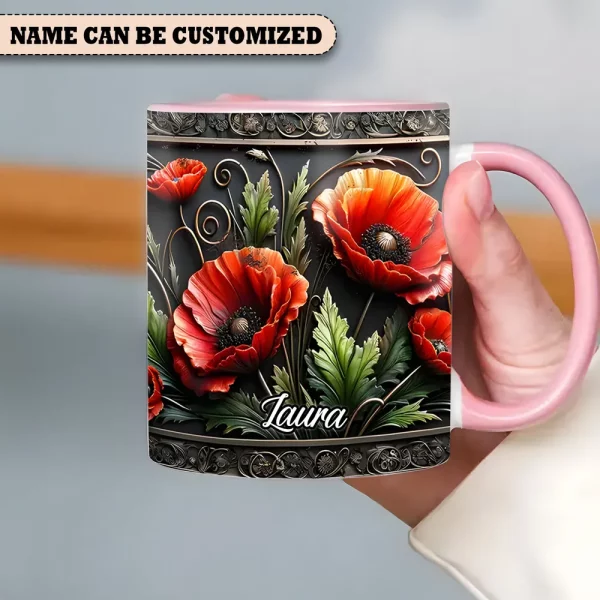 Personalized Vintage Flowers Accent Mug - Image 3