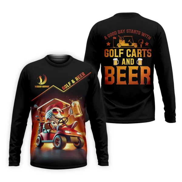 A Good Day Starts With Golf Carts And Beer Funny Golf Polo Shirt, Father's Day Gifts - Image 3