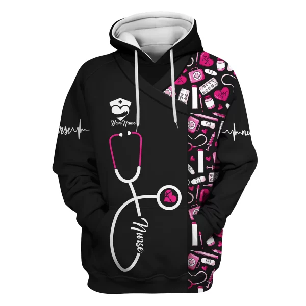 Personalized Nurse Shirt - Stethoscope & Medical Design with Heart - Custom Gift for RN CNA LPN Healthcare Workers - Image 8