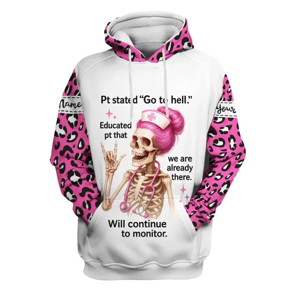 Personalized Funny Nurse Shirt - Pink Skeleton & Sarcastic Quote Design - Hilarious Gift for RN, LPN, Healthcare Workers - Image 10