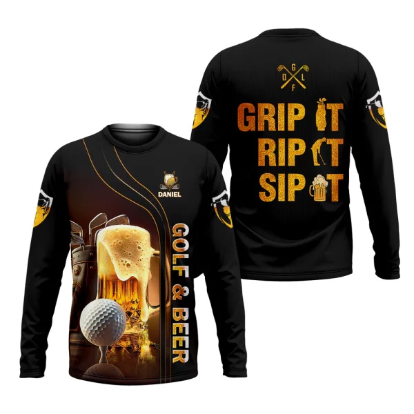 Grip It Rip It Sip It Custom Funny Golf Polo Shirt, Dad Golf Gifts - Image 6