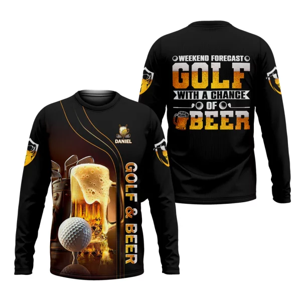 Weekend Forecast Golf With A Change Of Beer Custom Golf Polo Shirt, Mens Golf Gift, Golf Lover Gift - Image 3