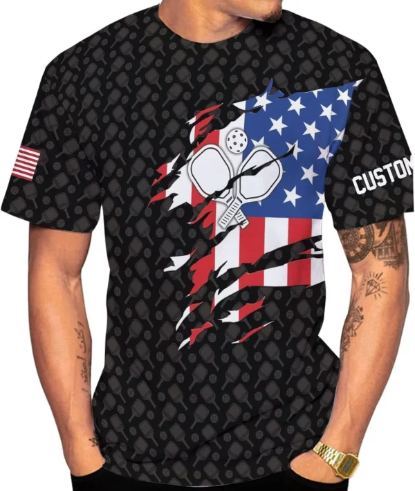 Personalized 3D Pickleball Shirts for Men, Pickle Ball Jersey Shirt Short Sleeve, Pickleball Shirt Gifts for Grandpa - Image 3