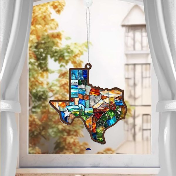 Texas Map Decoration Window Hanging Suncatcher TQN3696WH, 8x8 in - Indoor, Outdoor, Home Decor, Window Suncatcher Hanging Decorations - Image 3