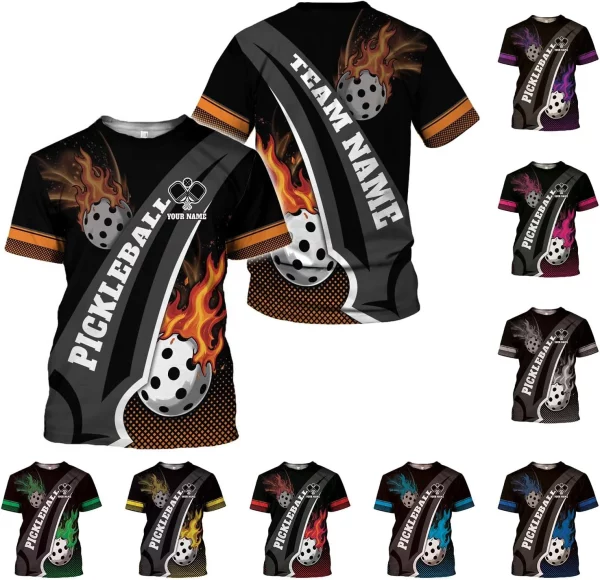 Personalized 3D Pickleball Shirts for Men, Pickle Ball Jersey Shirt Short Sleeve, Pickleball Shirt Gifts for Grandpa