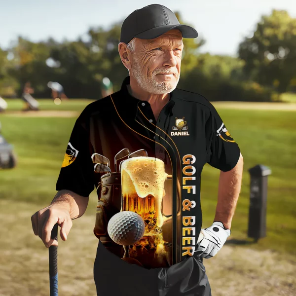 Grip It Rip It Sip It Custom Funny Golf Polo Shirt, Dad Golf Gifts - Image 3