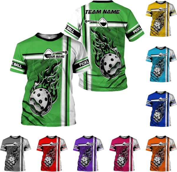 Personalized Pickleball 3D T-Shirt Men Women Gifts Pickleball Jersey Shirt Short Sleeve Tee Sport Fit Clothing Outfits