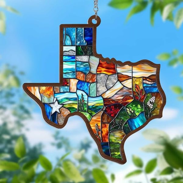 Texas Map Decoration Window Hanging Suncatcher TQN3696WH, 8x8 in - Indoor, Outdoor, Home Decor, Window Suncatcher Hanging Decorations - Image 2