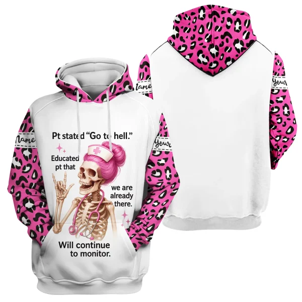 Personalized Funny Nurse Shirt - Pink Skeleton & Sarcastic Quote Design - Hilarious Gift for RN, LPN, Healthcare Workers - Image 9
