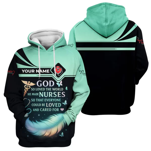 Personalized Nurse Shirt - God Loved The World He Made Nurses - Inspirational Nurse T-shirt for RN, CNA, LPN Healthcare Workers - Image 9