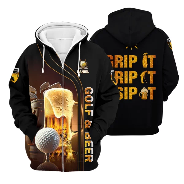 Grip It Rip It Sip It Custom Funny Golf Polo Shirt, Dad Golf Gifts - Image 7