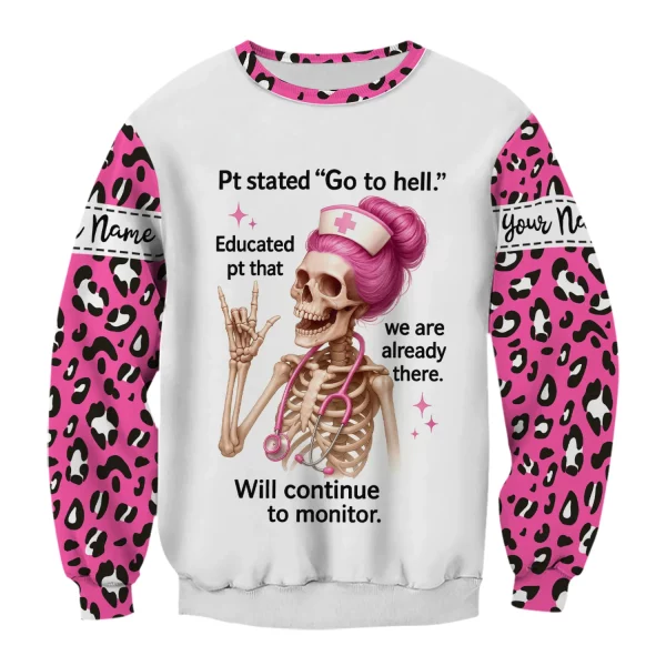 Personalized Funny Nurse Shirt - Pink Skeleton & Sarcastic Quote Design - Hilarious Gift for RN, LPN, Healthcare Workers - Image 7
