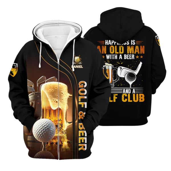 Happiness Is An Old Man With A Beer And A Golf Club Custom Funny Golf Polo Shirt, Dad Golf Gifts - Image 4