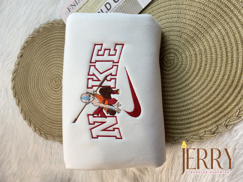 Aang And Appa Avatar Nike Embroidered Sweatshirt, Couple Embroidered Sweatshirt - Image 2
