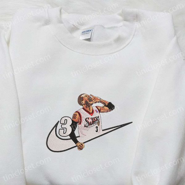 Allen Iverson x Nike Embroidered Shirt, NBA Sports Embroidered Shirt, Celebrity Embroidered Hoodie - Small Gifts Great Love - Image 2